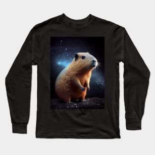 Cute Capybara On Space Long Sleeve T-Shirt